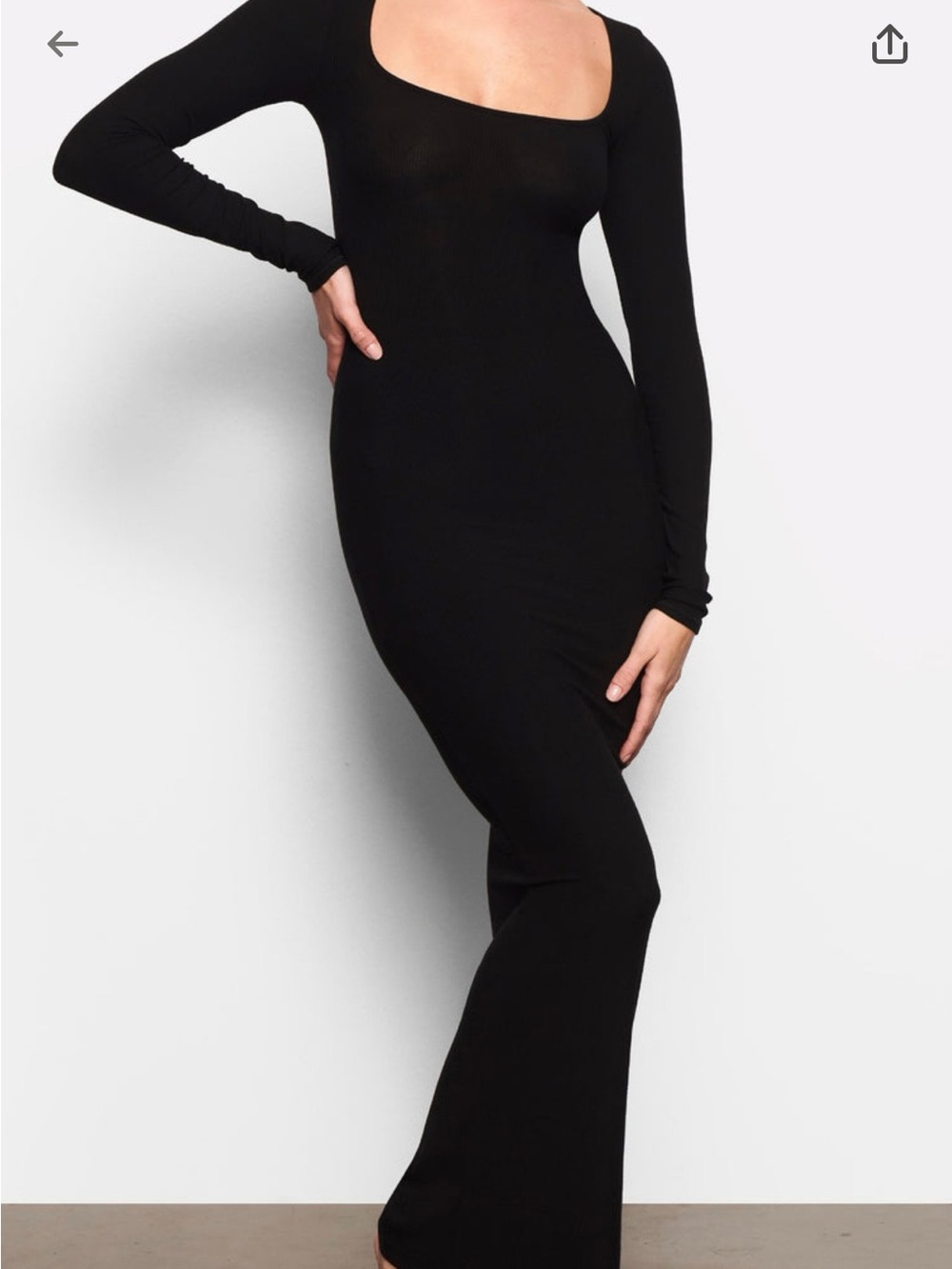 SKIMS Black Long Sleeve Scoop Maxi Dress
